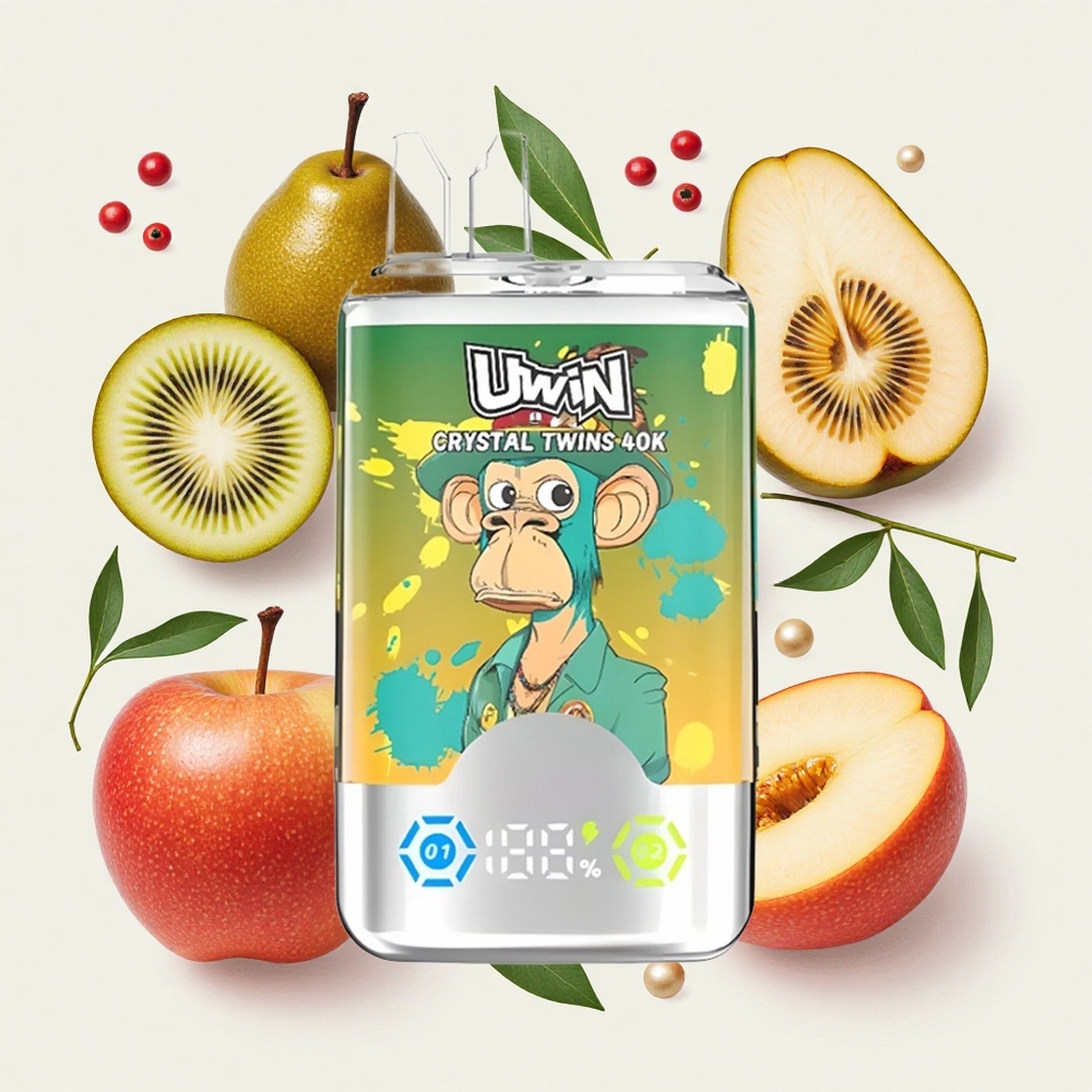 UWIN Crystal Twins 40000パフ キウイパッションフルーツグアバツーアップル 2つのフレーバー Japan vape