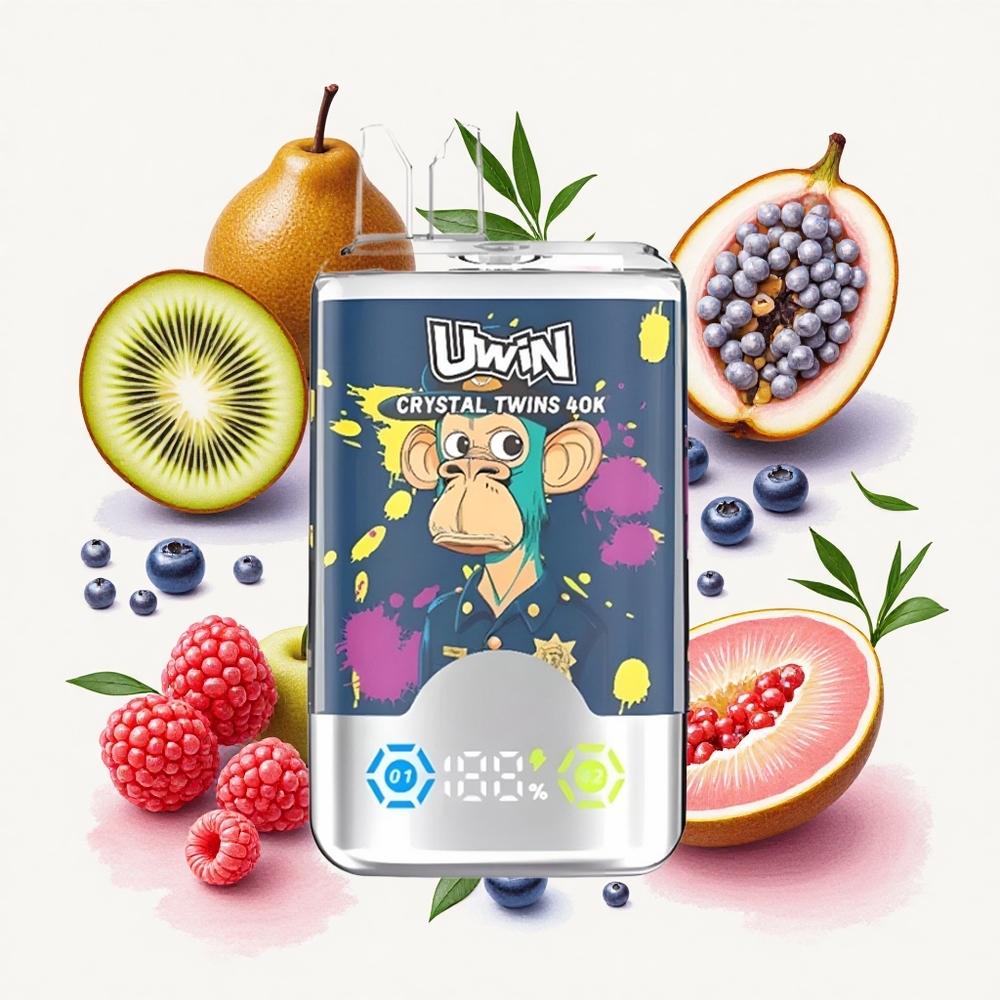 UWIN Crystal Twins 40000パフ キウイパッションフルーツグアバブルーベリーレッドベリー デュアルフレーバー Japan vape