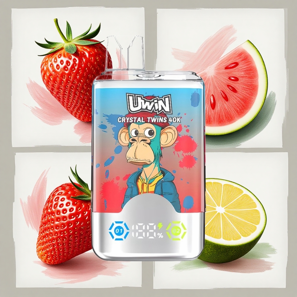 UWIN Crystal Twins 40000 Puffs ストロベリーウォーターメロン＆レモンライム デュアルフレーバー 32ml Japan vape