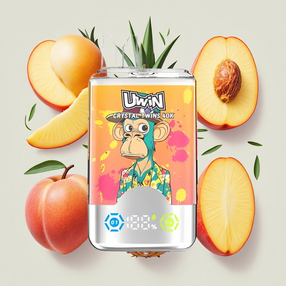 UWIN Crystal Twins 40000 Puffs ピーチマンゴーパインアップルレッドブル デュアルフレーバー Japan vape