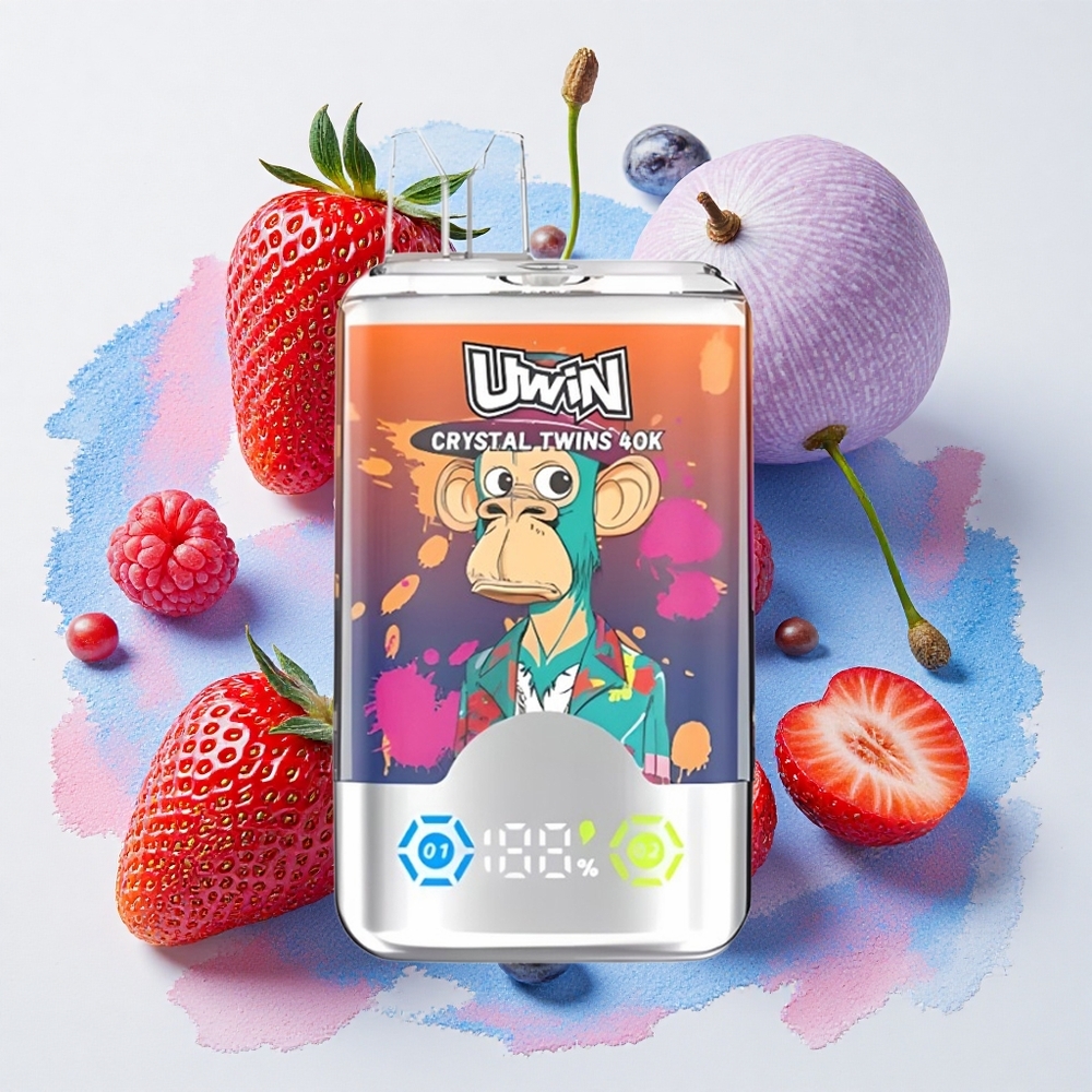 UWIN Crystal Twins 40000 Puffs ストロベリー・ラズベリー・チェリー・ミスターブルー デュアルフレーバー Japan vape