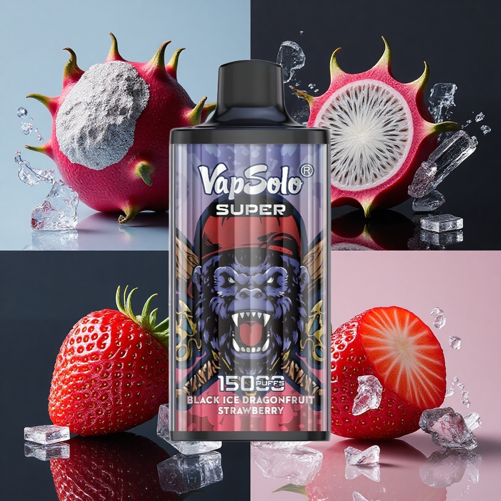 Vapsolo Super 15000 Puffs ブラックアイスドラゴンフルーツストロベリー 40ml Japan vape
